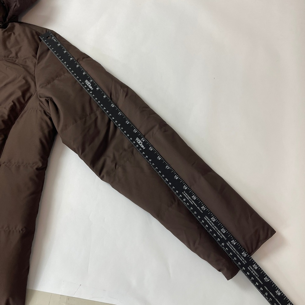 LL Bean Puffer Jacket Womens S Brown Faux Fur Hood Down Gorpcore Outdoor - Picture 7 of 8
